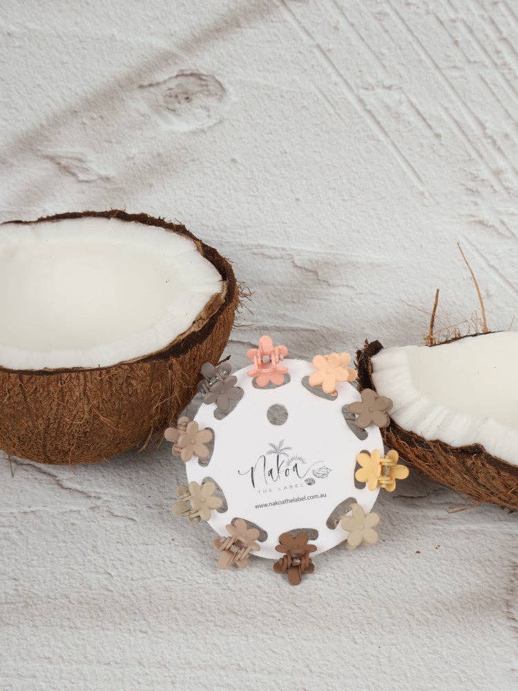 Claw Clip - Set of 10 - Pastel Neapolitan - Round - Mini Flowers