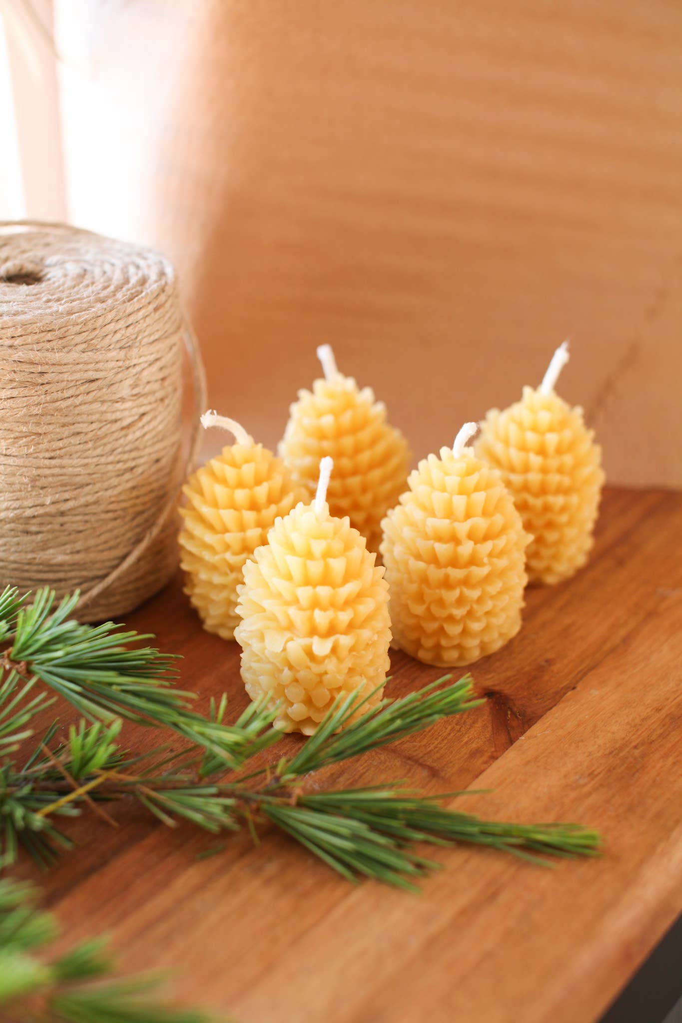 Beeswax pine candles