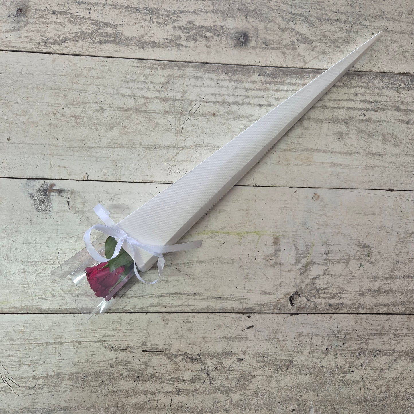 sinlge rose in premium wrap