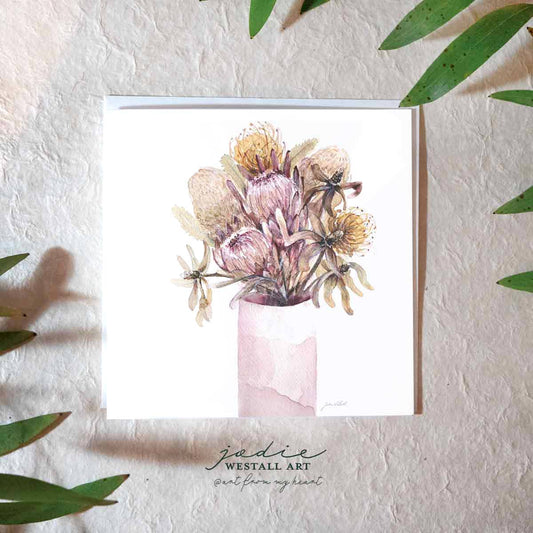 Native Flower Vase - Greeting Card
