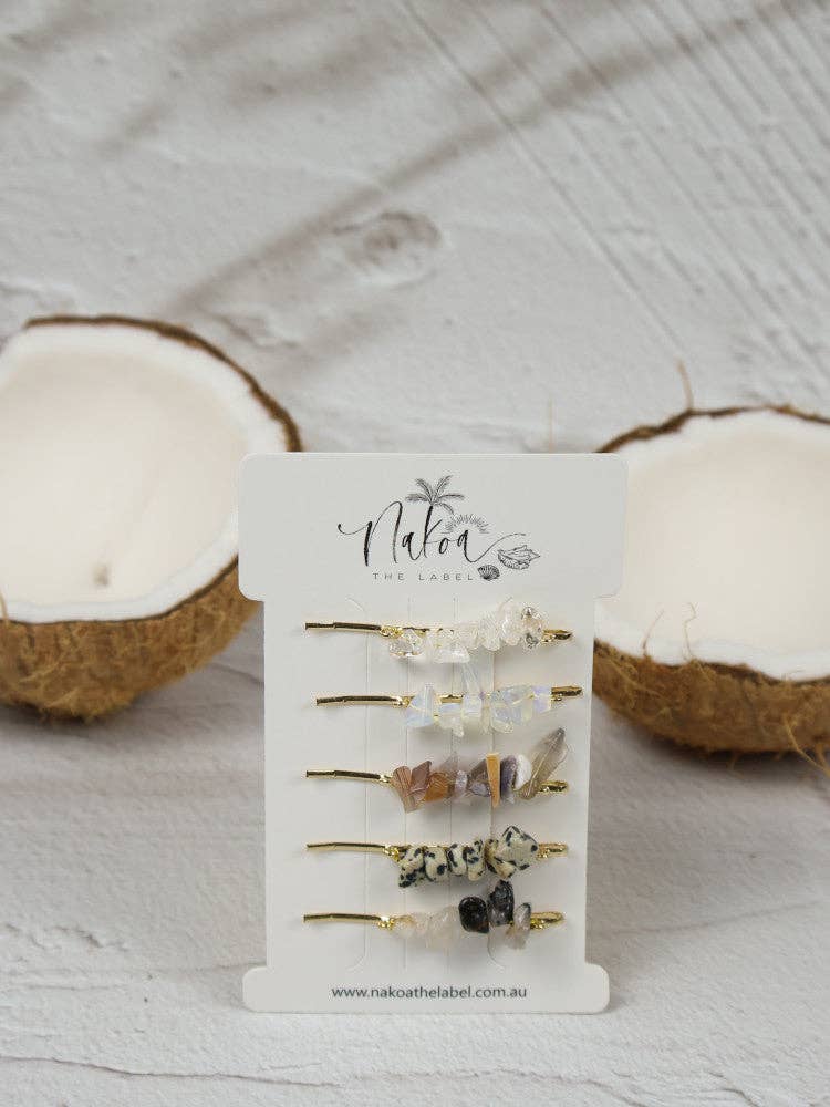 Crystal Beaded Hair Pins - Marble