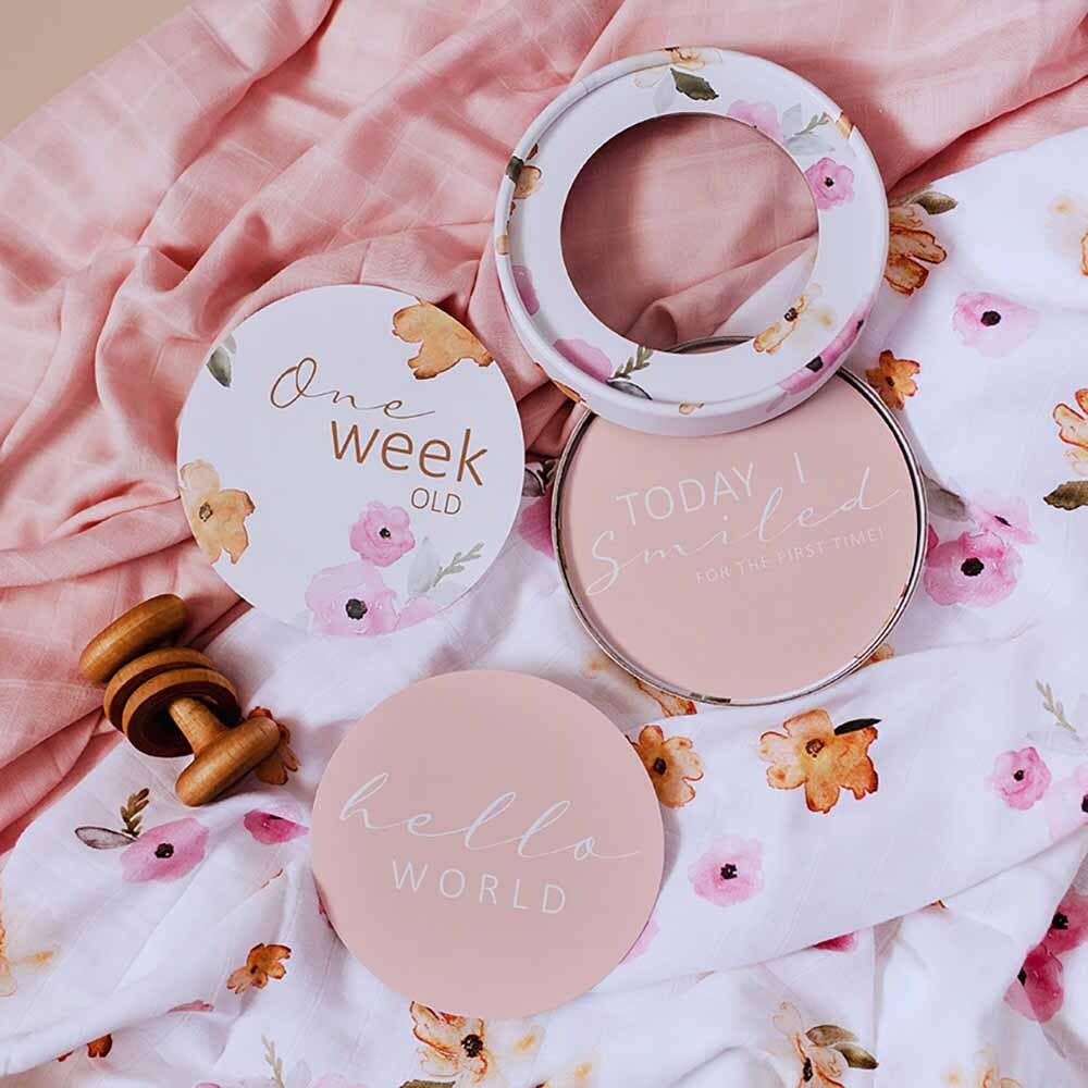 Poppy & Musk Pink Reversible Milestone Cards