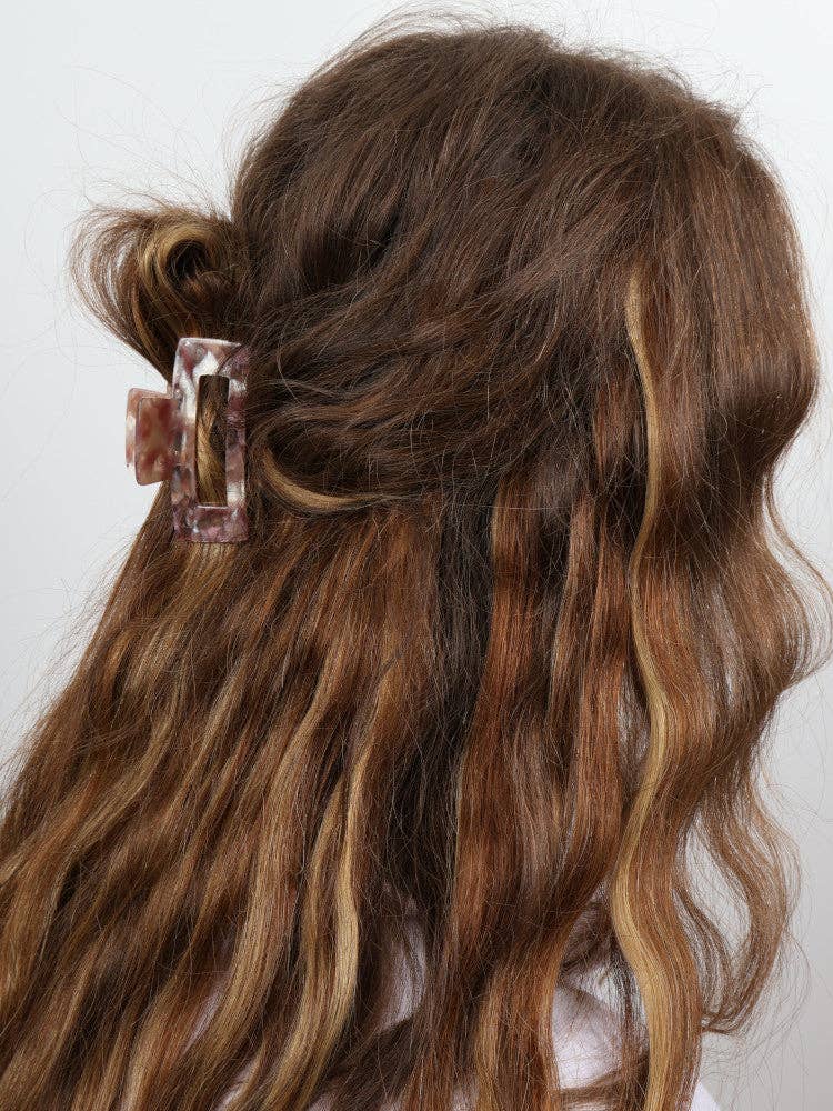 Claw Clip - Acetate Small Elongated Rectangle - Dewberry