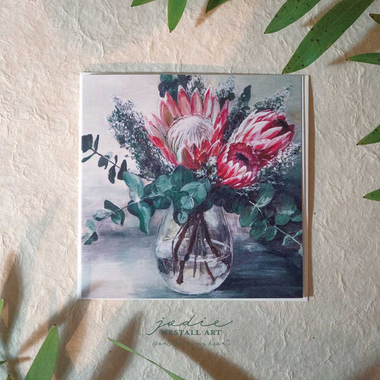 ‘King of the Vase’ King Proteas - Greeting Card