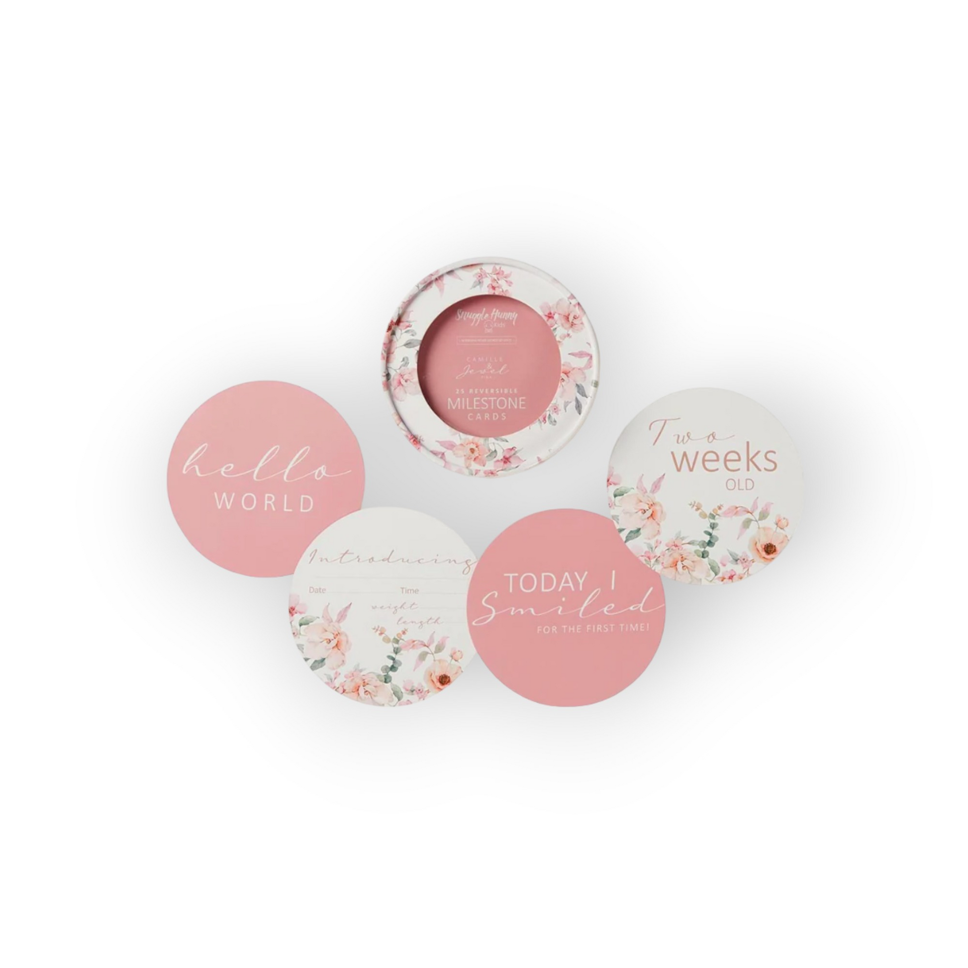 Pink flower themed milestone cards