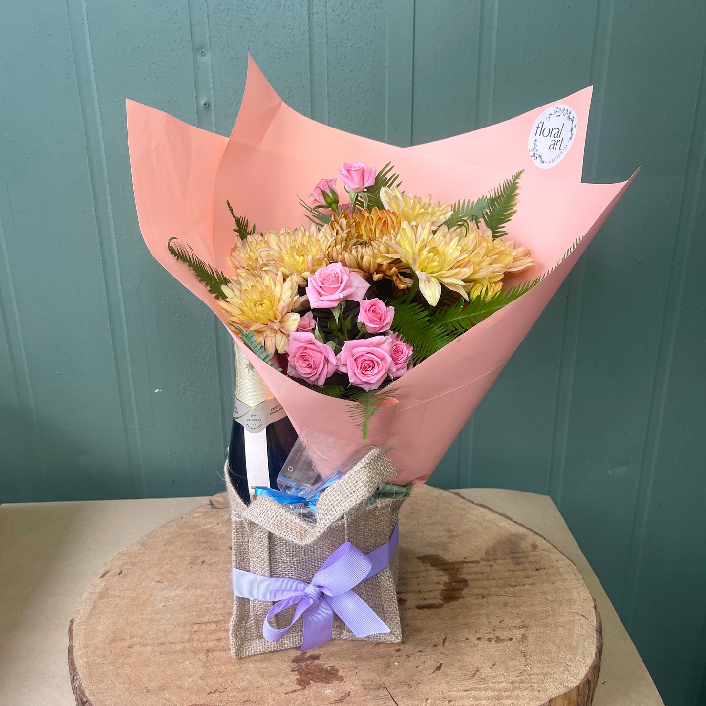 flowers, chocolates and chandon