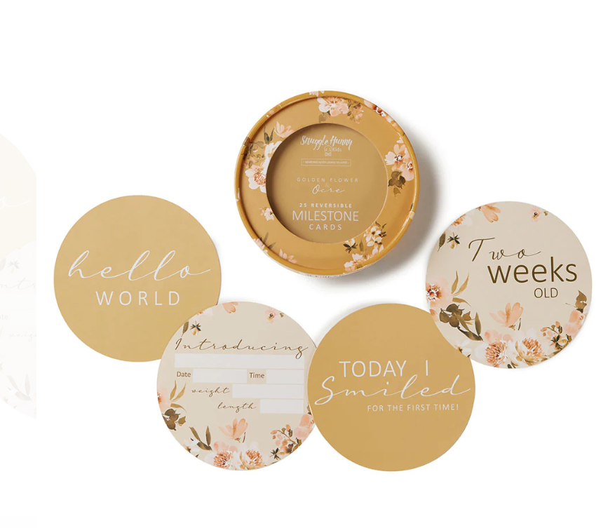 Golden flower themed milestone cards