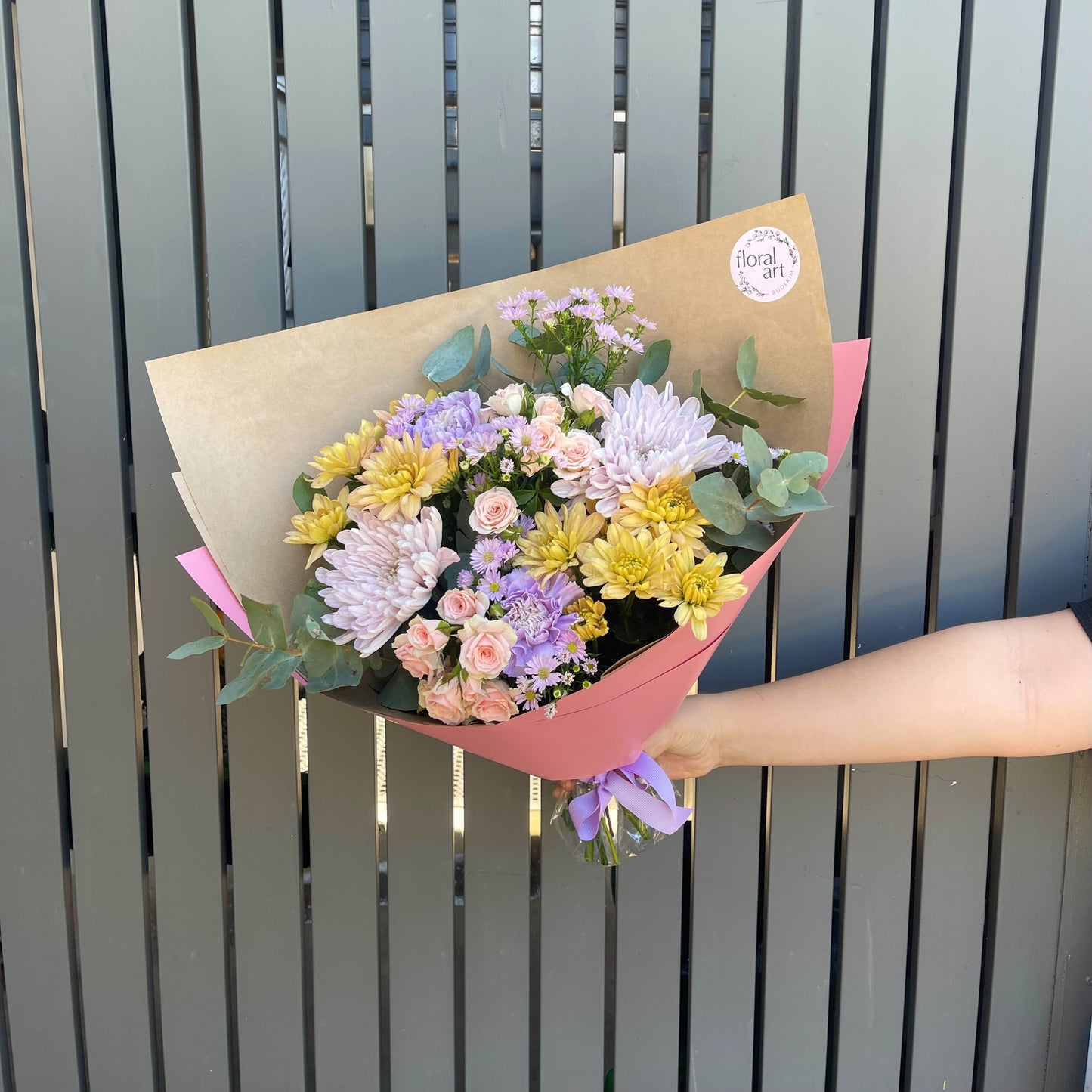 pastel flowers in bouquet