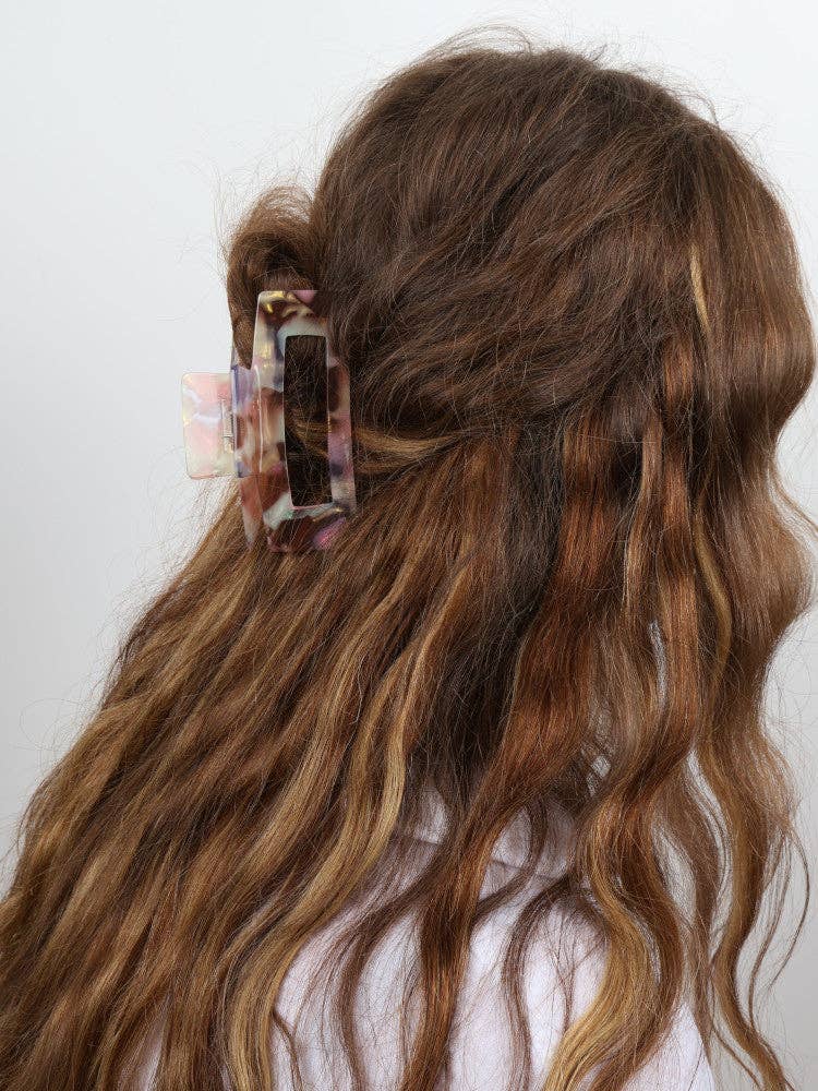 Claw Clip - Acetate Medium Elongated Rectangle - Unicorn