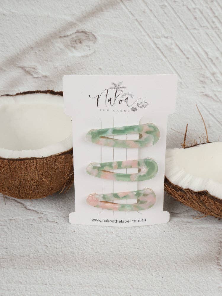 Hair Clip - Set of 3 - Apple