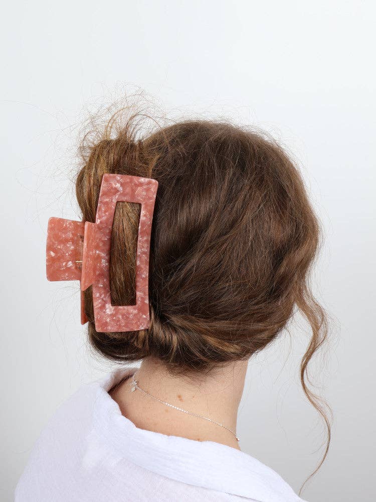 Claw Clip - Acetate Jumbo Elongated Rectangle - Pink