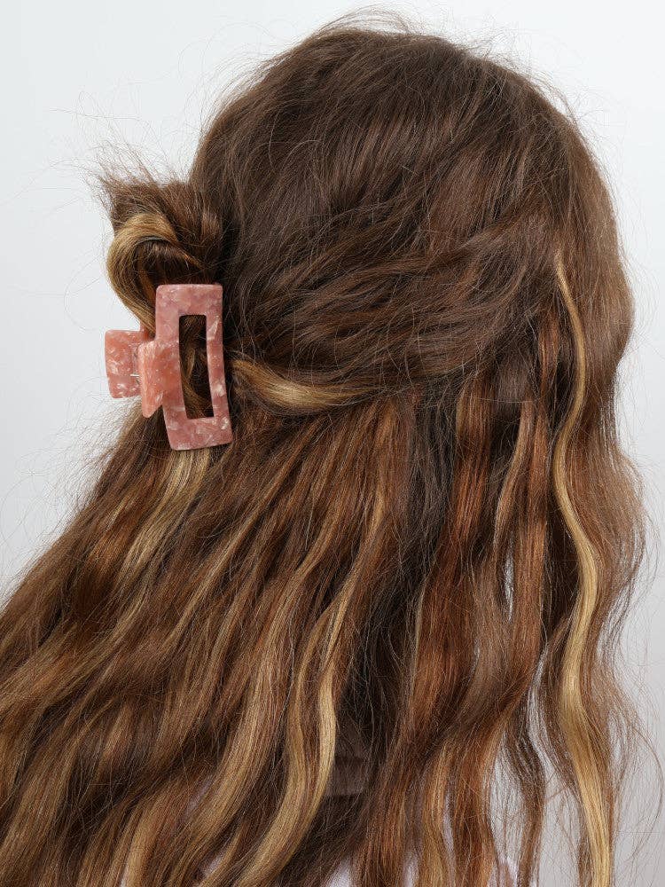 Claw Clip - Acetate Small Elongated Rectangle - Pink