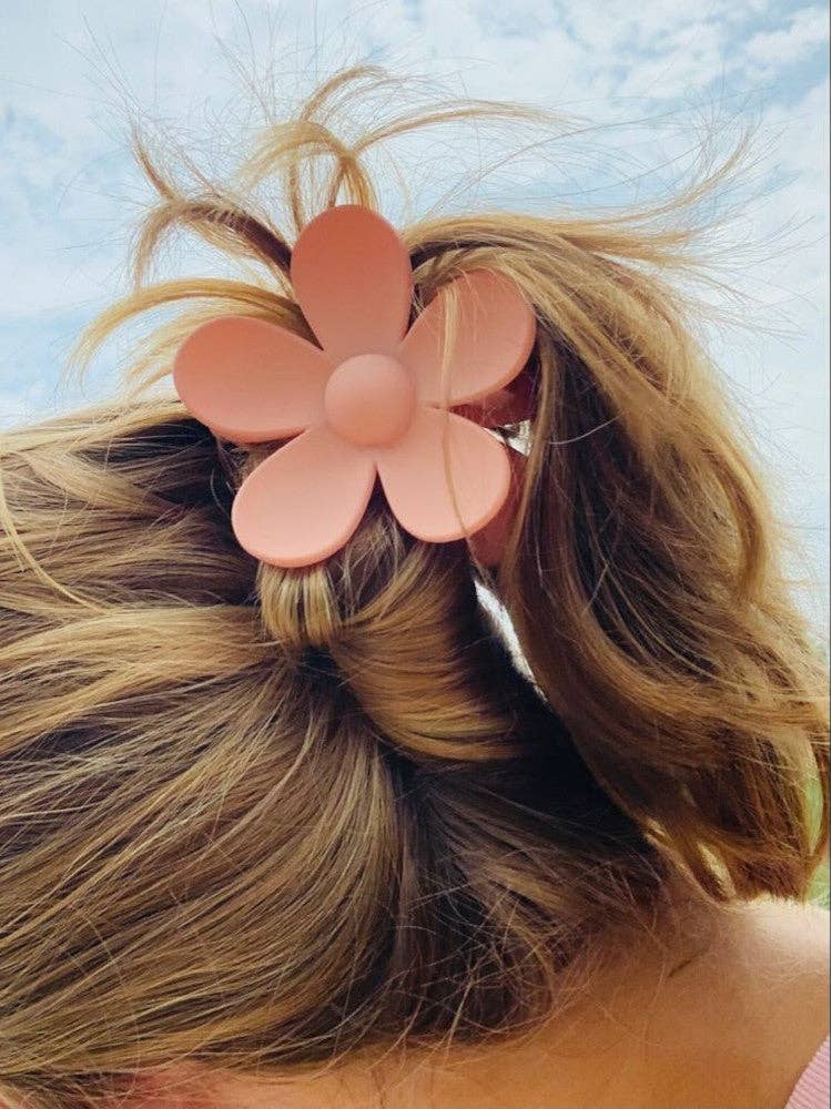 Claw Clip -- Flower - Peach