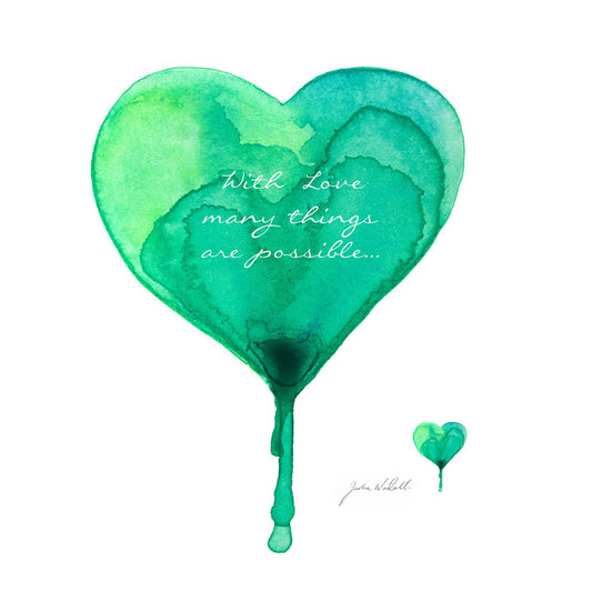 Green Love Heart - Greeting Card