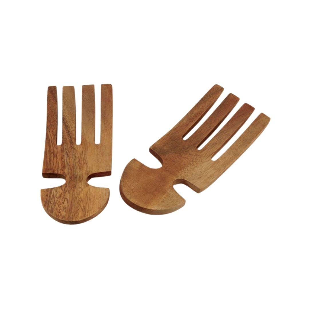 Acacia Round End Salad Hands