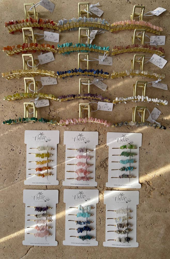 Crystal Beaded Claw Clip - Orange