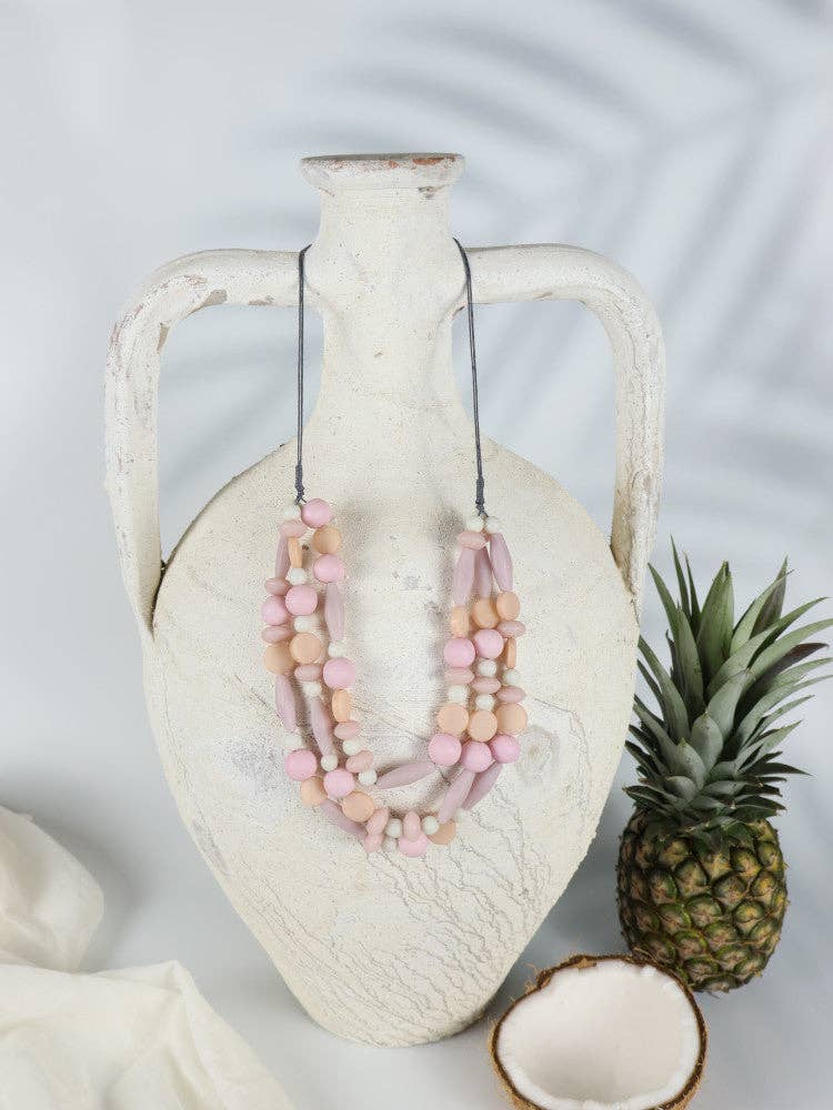 Resin Bead Necklace - Pahoa - Pink
