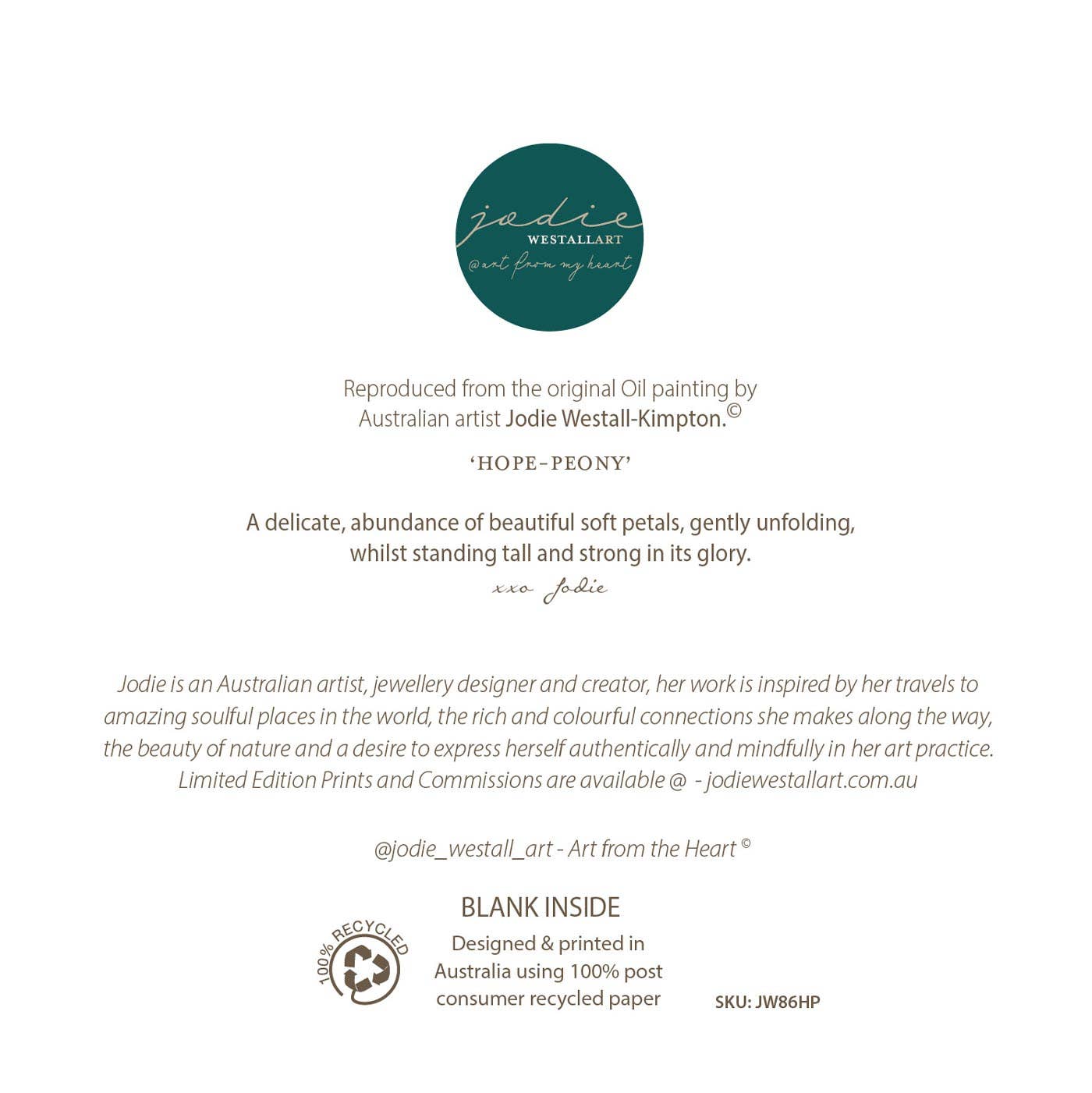 Hope Peony - Peony Flower Greeting Card