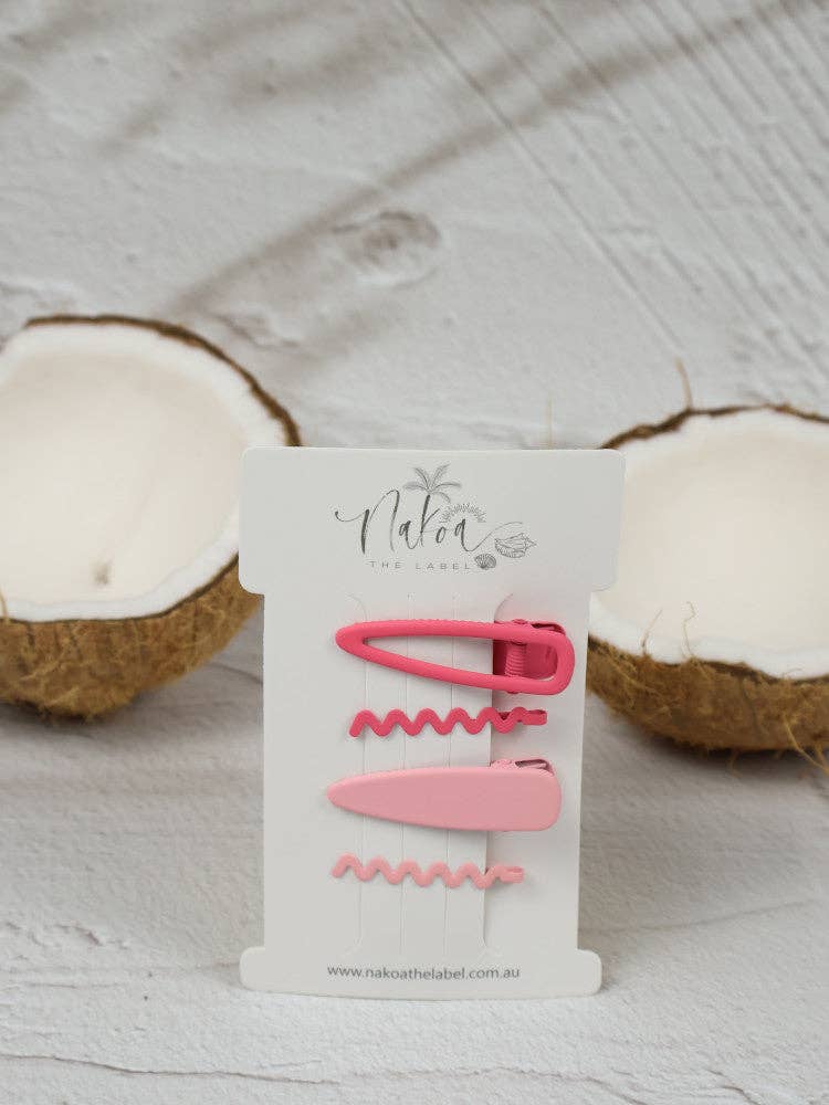 Hair Clip - Set of 4 - Squiggles - Fairy Floss