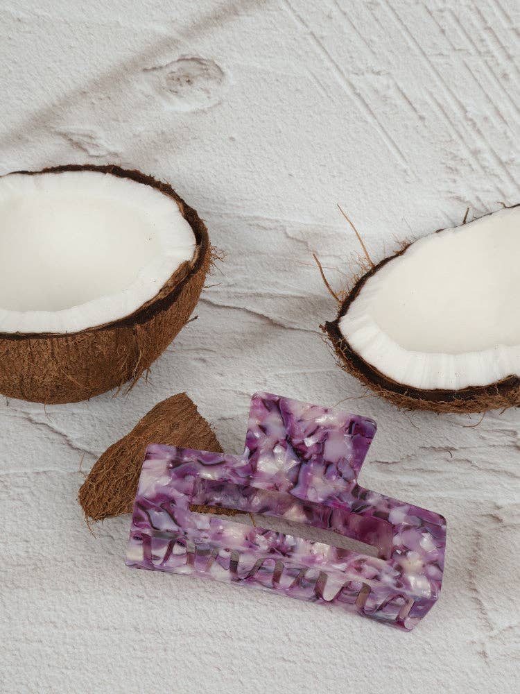 Claw Clip - Acetate Medium Elongated Rectangle - Amethyst