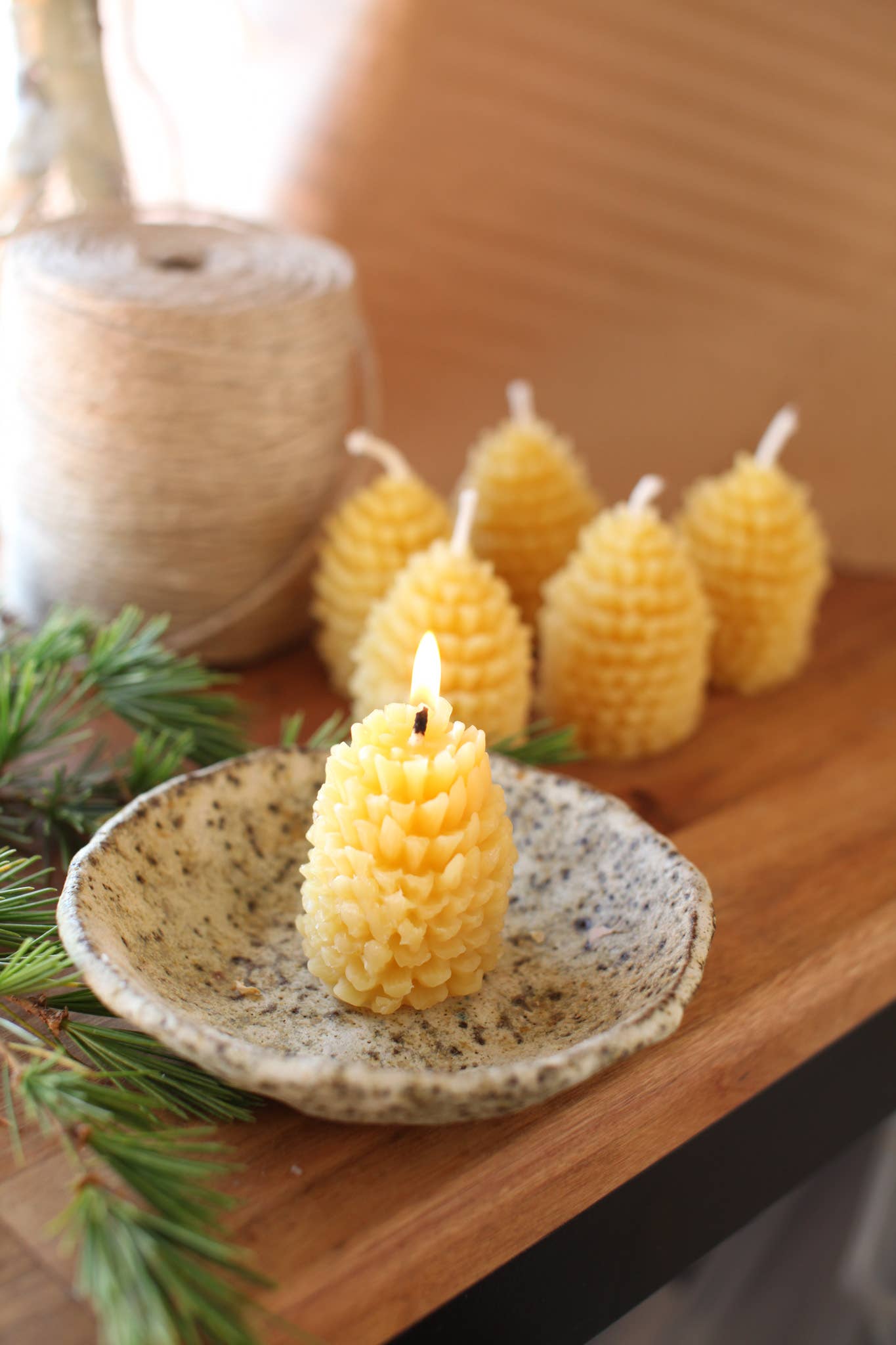 Beeswax pine candles