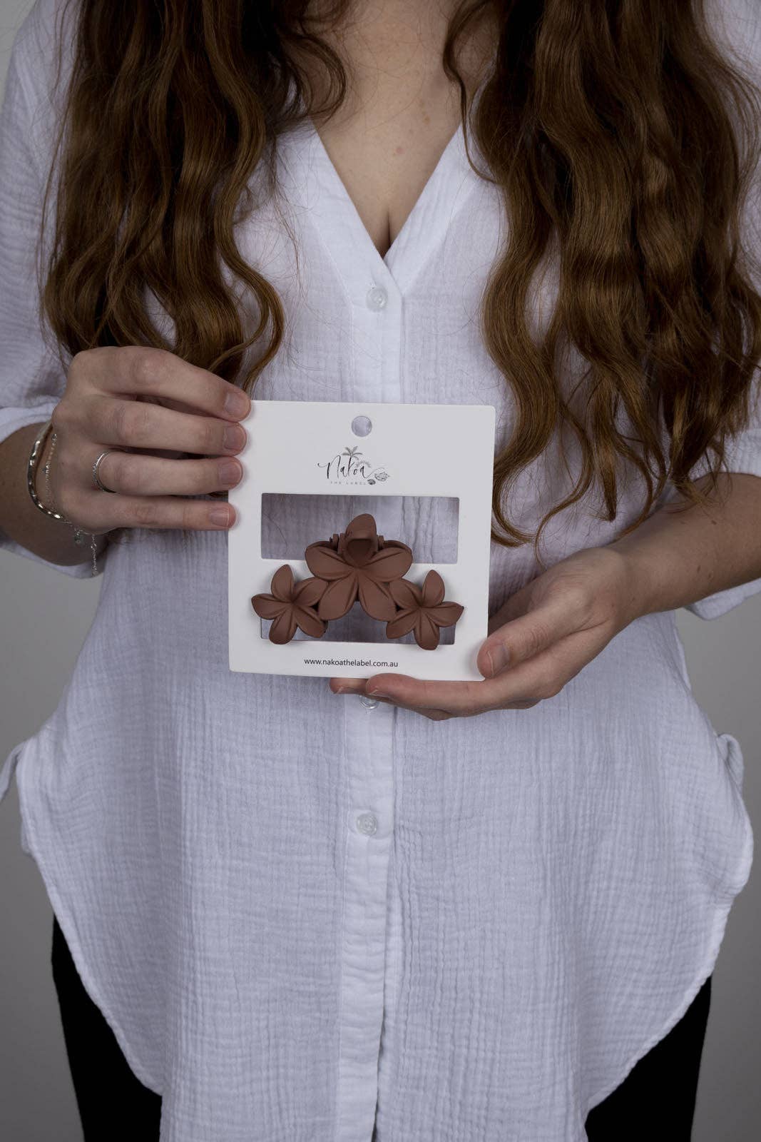 Claw Clip -- Frangipani Flower Trio - Tiramisu