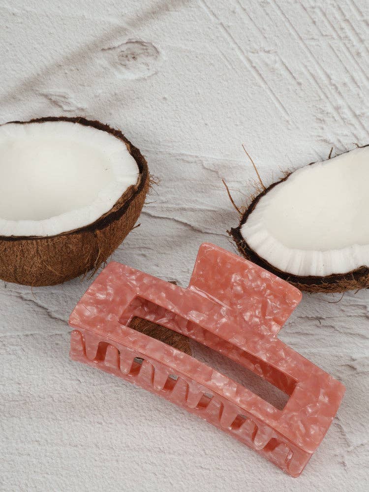 Claw Clip - Acetate Jumbo Elongated Rectangle - Pink