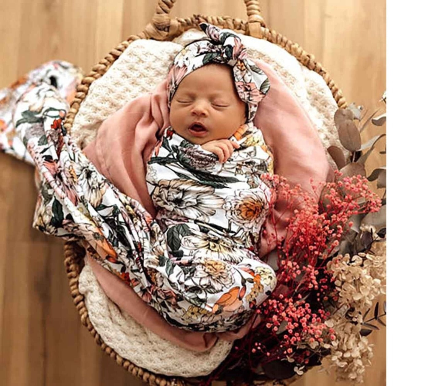 Baby swaddle wrap Australian flora print