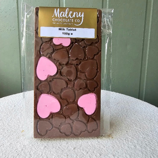 Luxury Chocolate Hearts Tablet 95g by Maleny Chocolate Co