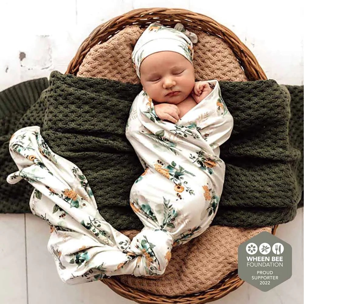 Baby swaddle wrap bee print