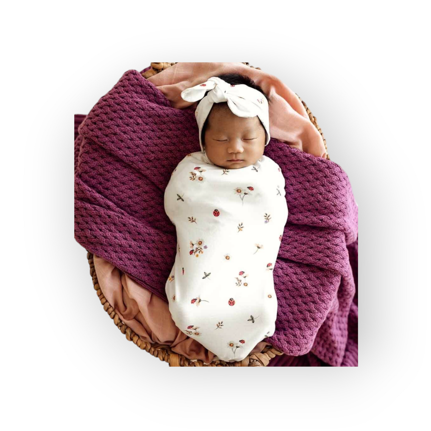 Baby Gift - Organic Snuggle Swaddle Wrap and Topknot or Beanie Set
