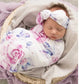 Baby swaddle wrap and topknot set floral print