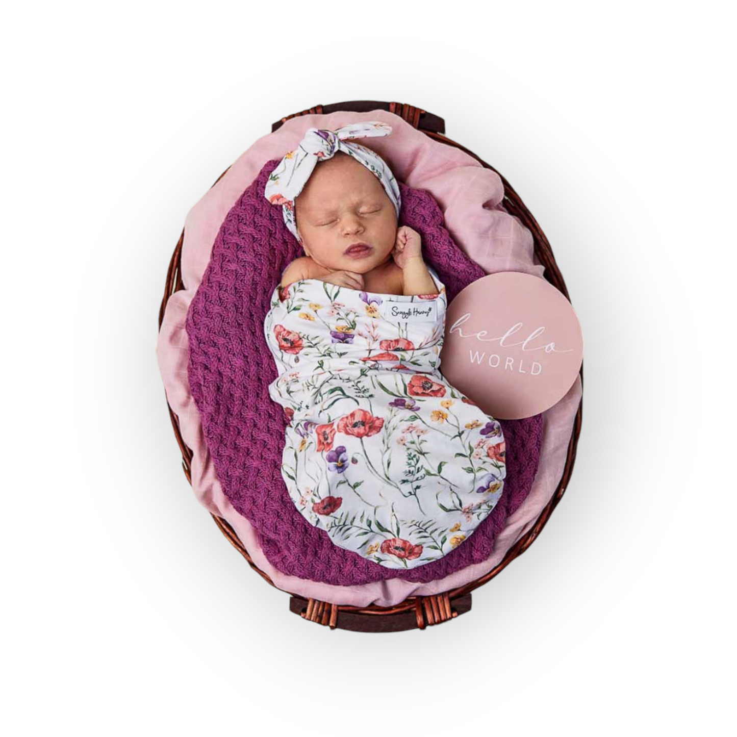Baby Gift - Organic Snuggle Swaddle Wrap and Topknot or Beanie Set