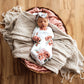 baby swaddle wrap and topknot set floral print