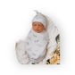 Baby Gift - Organic Snuggle Swaddle Wrap and Topknot or Beanie Set