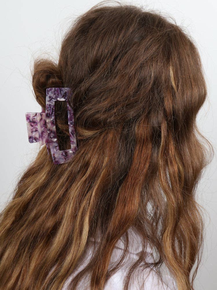 Claw Clip - Acetate Medium Elongated Rectangle - Amethyst