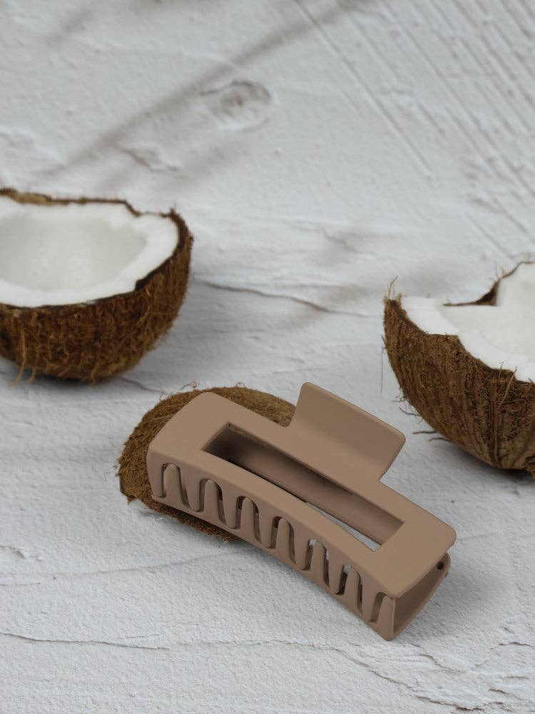 Claw Clip -- Medium Elongated Rectangle - Biscuit