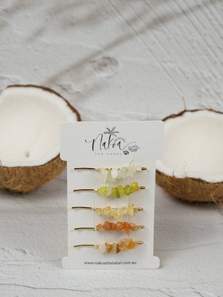 Crystal Beaded Hair Pins - Sunset