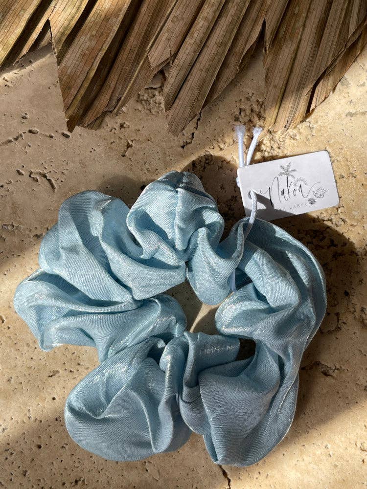Scrunchie - Satin - Metallic - Light Blue