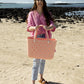 Aloha Vegan Tote Beach Bag - Peach - Large