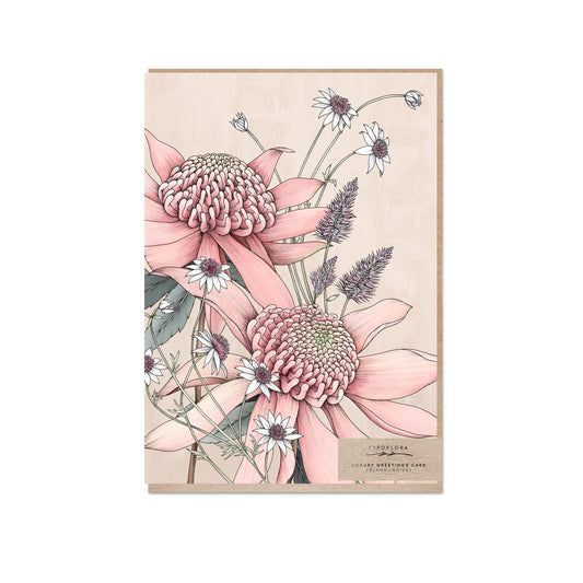 Pink Waratah Portrait Card
