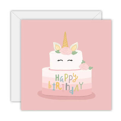 Happy Birthday Unicorn Cake - Greeting Card