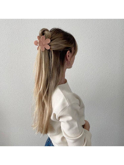 Claw Clip -- Flower - Peach