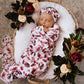 Baby Gift - Organic Snuggle Swaddle Wrap and Topknot or Beanie Set