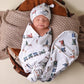 Baby Gift - Organic Snuggle Swaddle Wrap and Topknot or Beanie Set