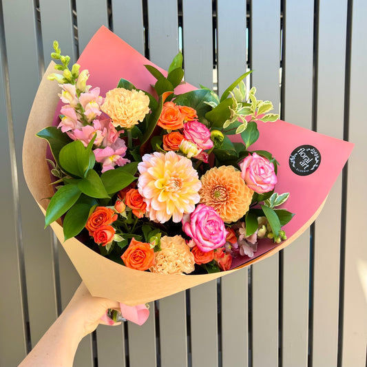 pink orange and yellow flowers